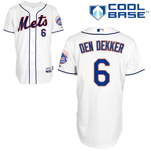 Matt den Dekker #6 MLB Jersey-New York Mets Men's Authentic Alternate 2 White Cool Base Baseball Jersey